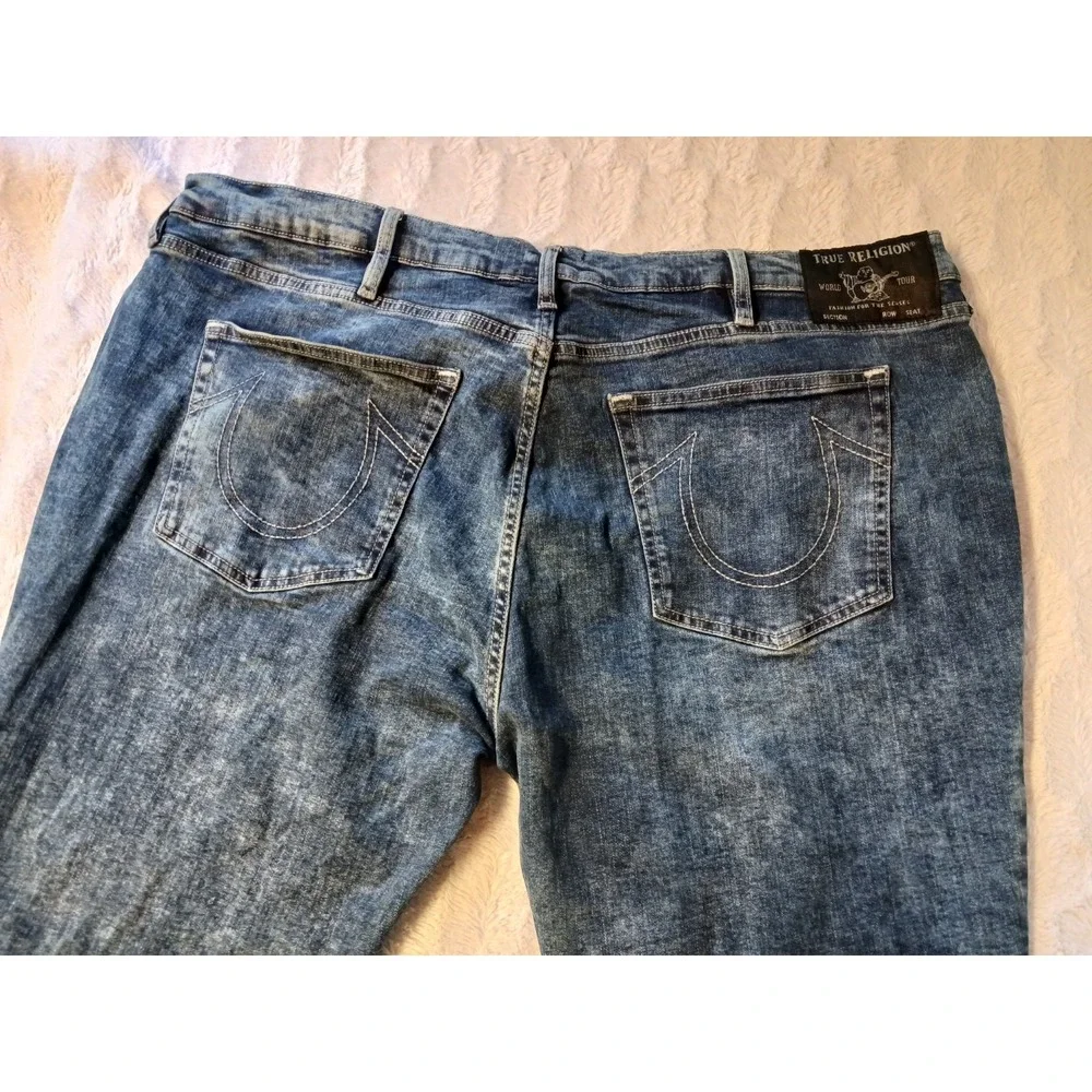 True Religion Rocco Relaxed Skinny Jeans Men's 44x27 Blue Acid Wash Stretch